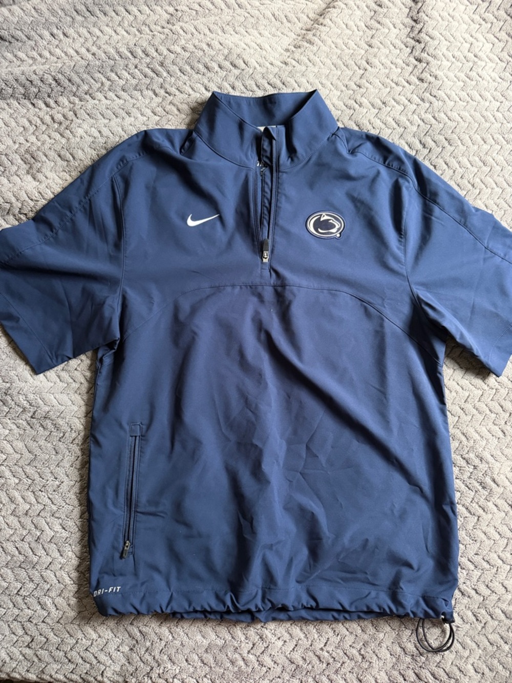 Nike Navy Penn State Short-Sleeve Windbreaker Pullover